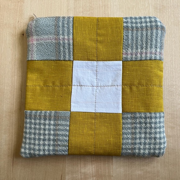 Large Retro Sunny Yellow Patchwork Crafting Essentials Bag Handmade in Toronto - Picture 2 of 4